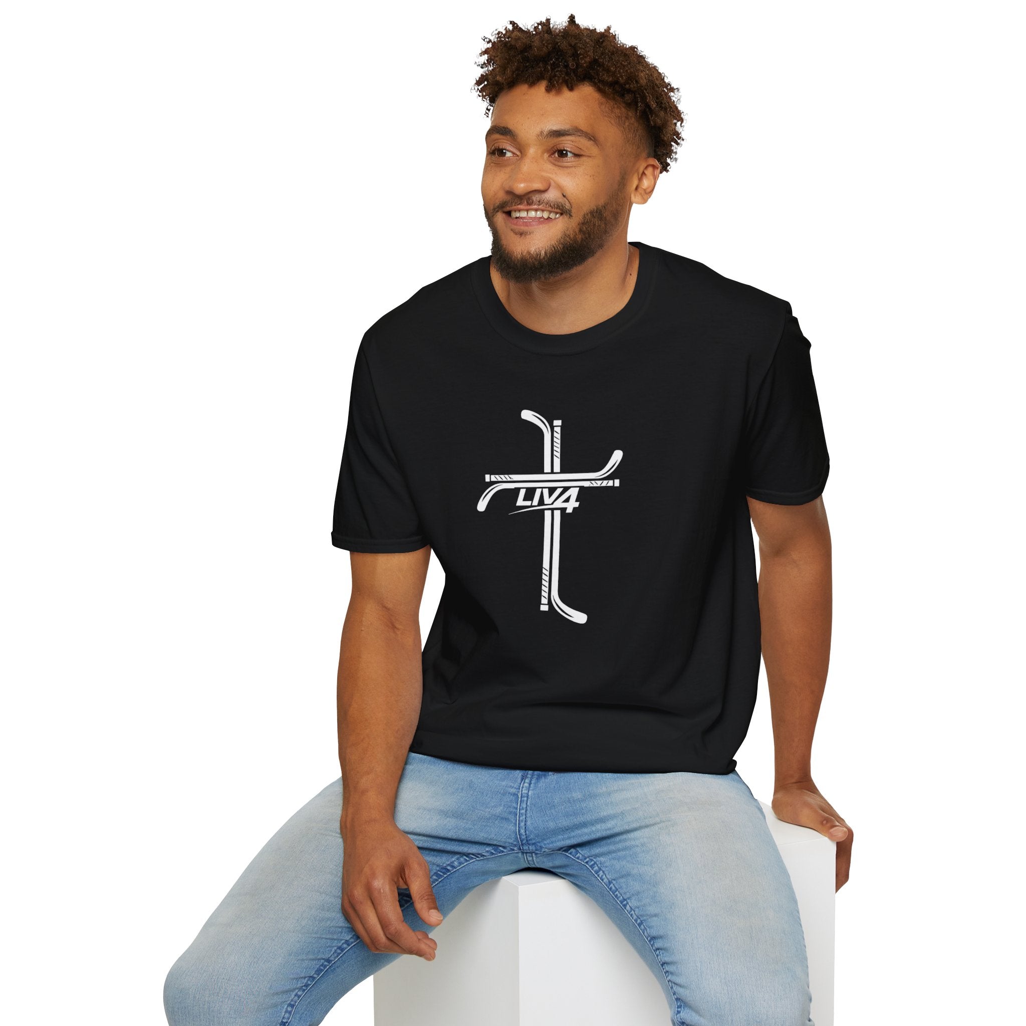 LIV 4 Hockey Cross Unisex Lightweight T-Shirt | White Letter