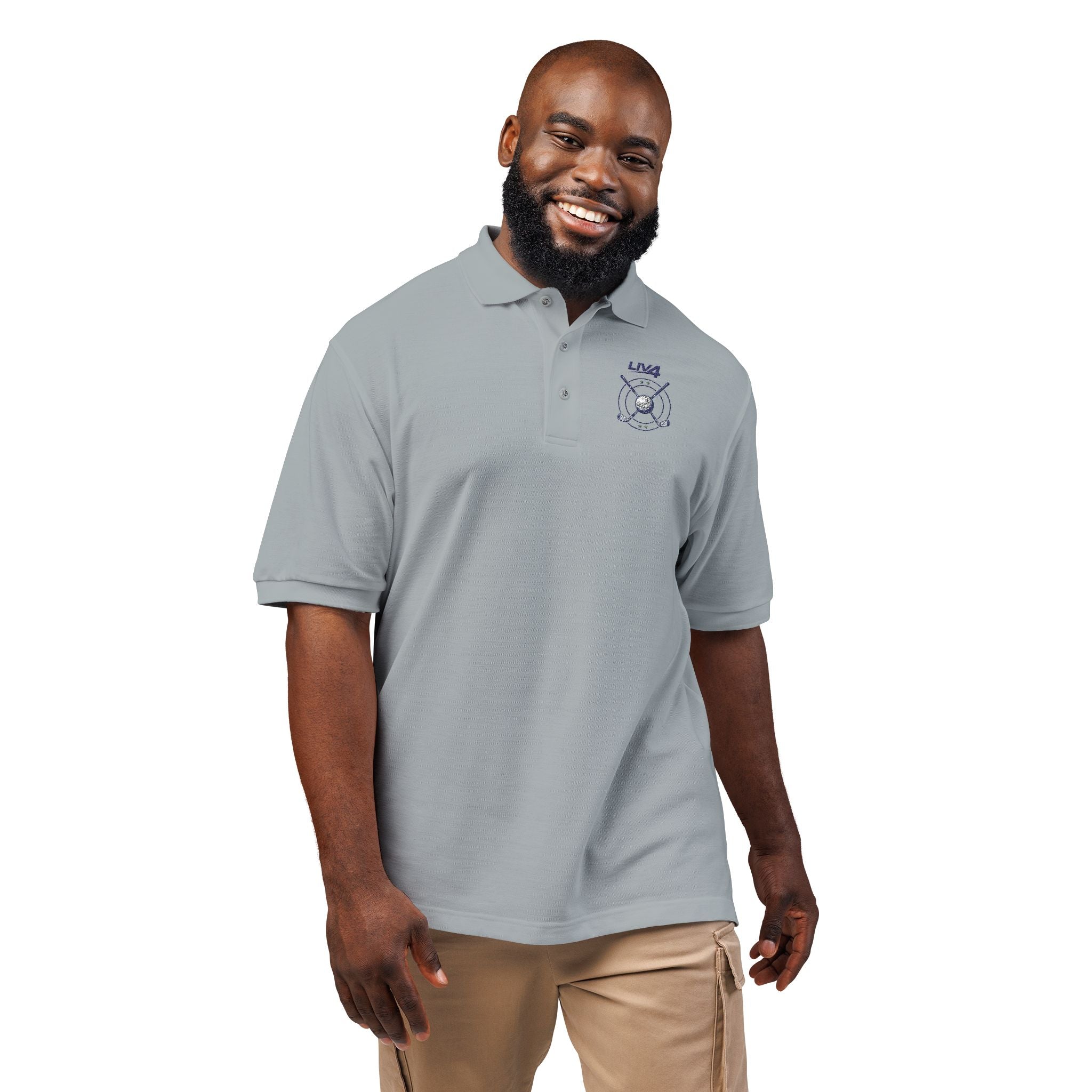 LIV 4 Crossed Golf Clubs Embroidered Premium Polo | Relaxed Fit