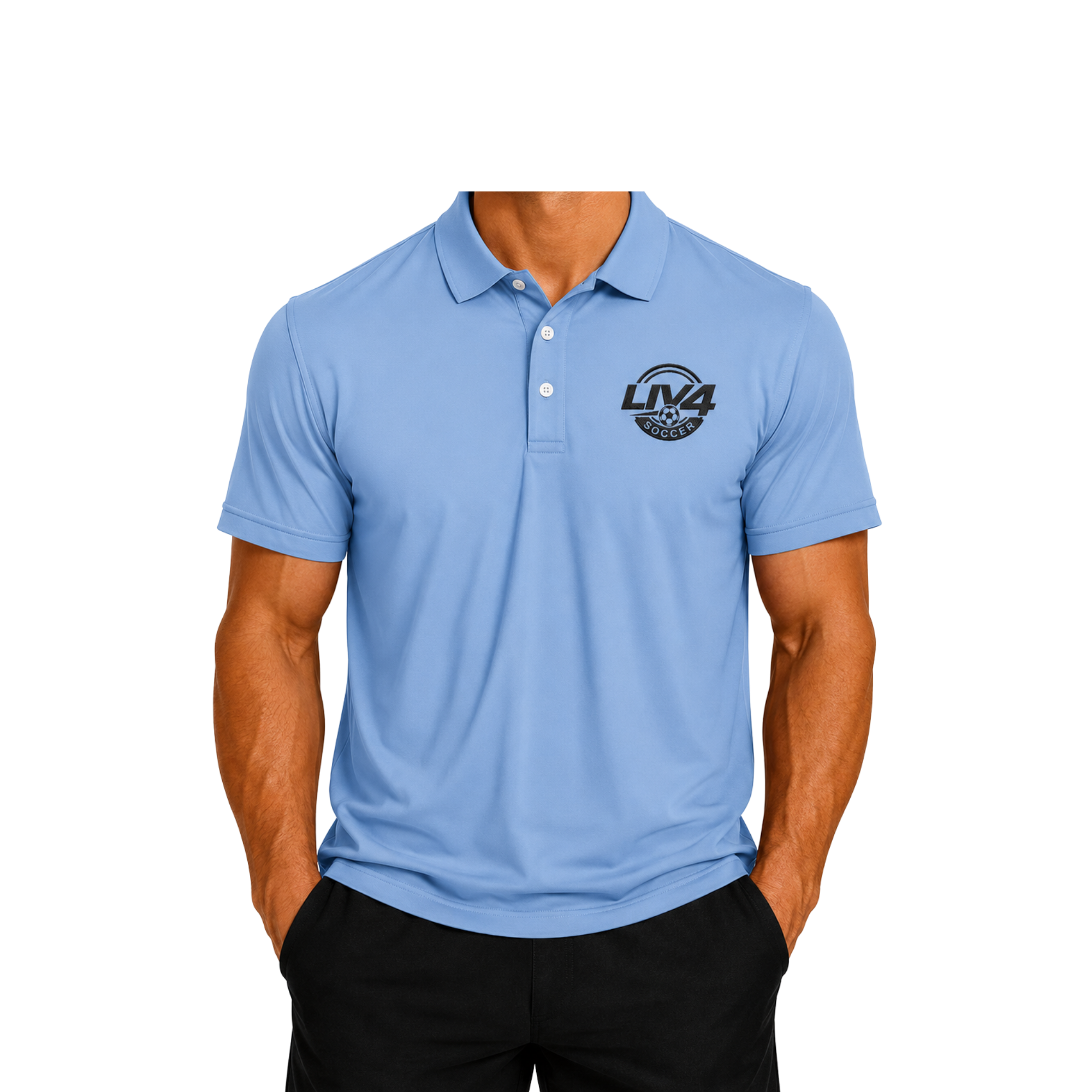 LIV 4 Soccer Embroidered Men's Performance Polo | Lightweight UPF 50