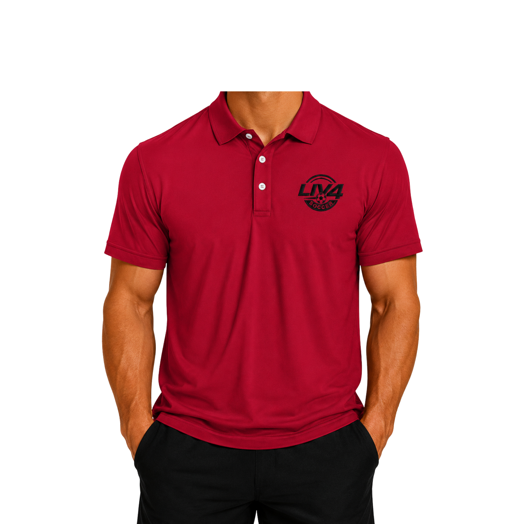 LIV 4 Soccer Embroidered Men's Performance Polo | Lightweight UPF 50