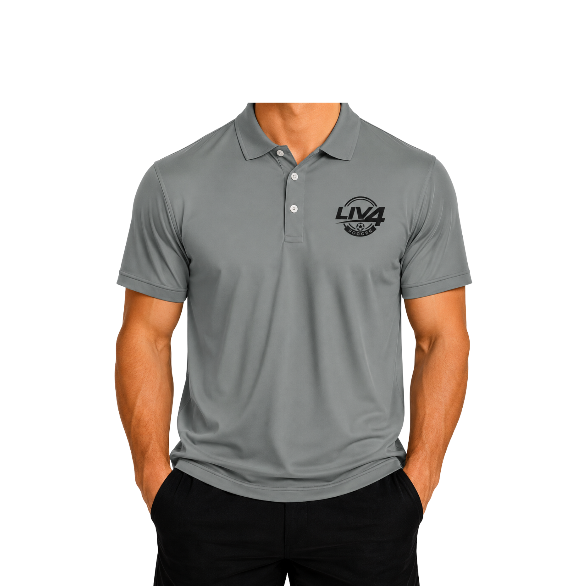 LIV 4 Soccer Embroidered Men's Performance Polo | Lightweight UPF 50