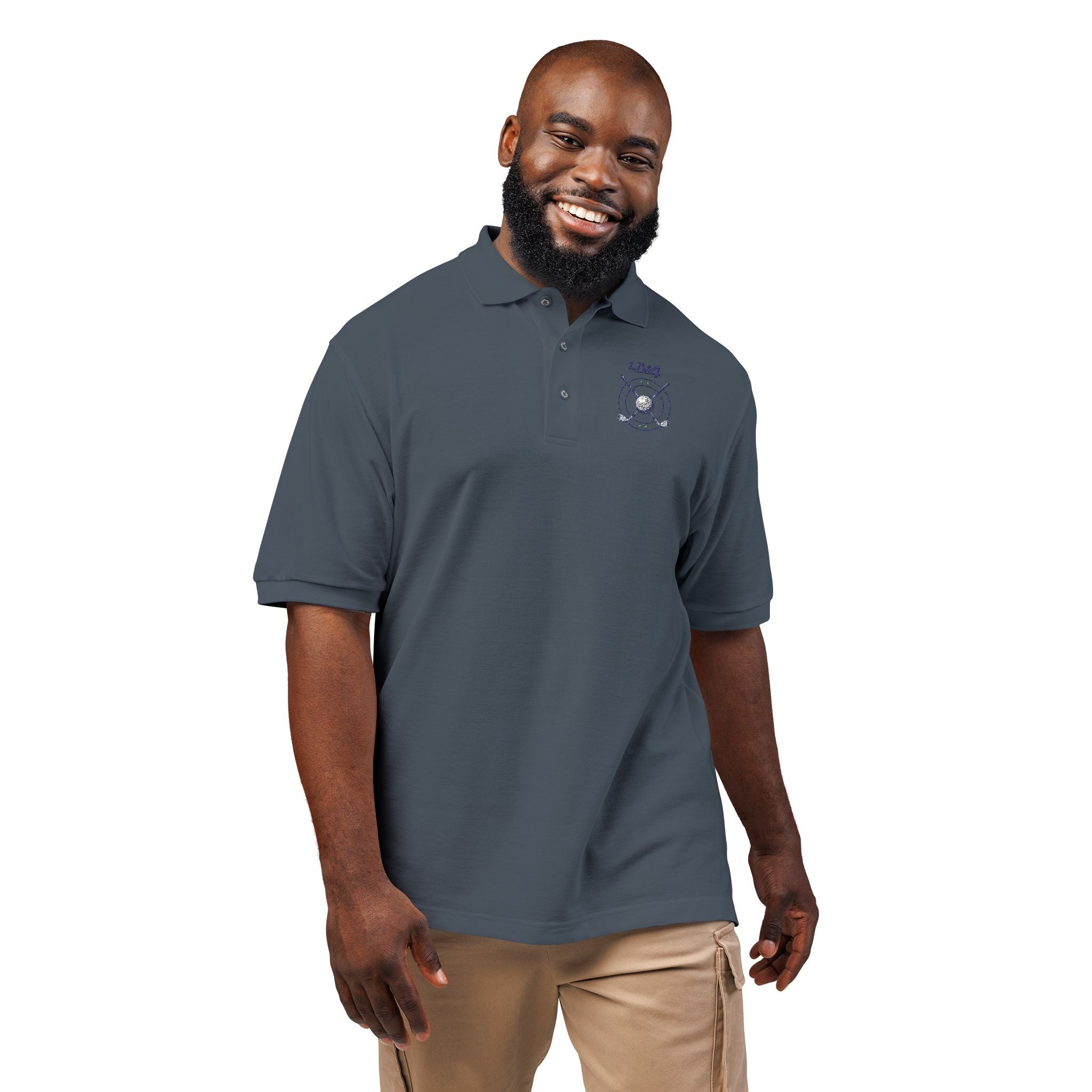 LIV 4 Crossed Golf Clubs Embroidered Premium Polo | Relaxed Fit