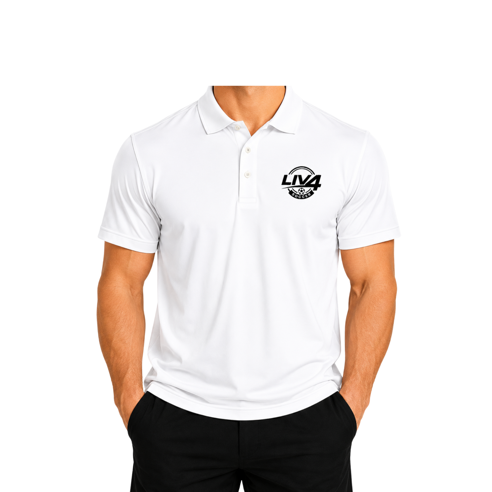 LIV 4 Soccer Embroidered Men's Performance Polo | Lightweight UPF 50