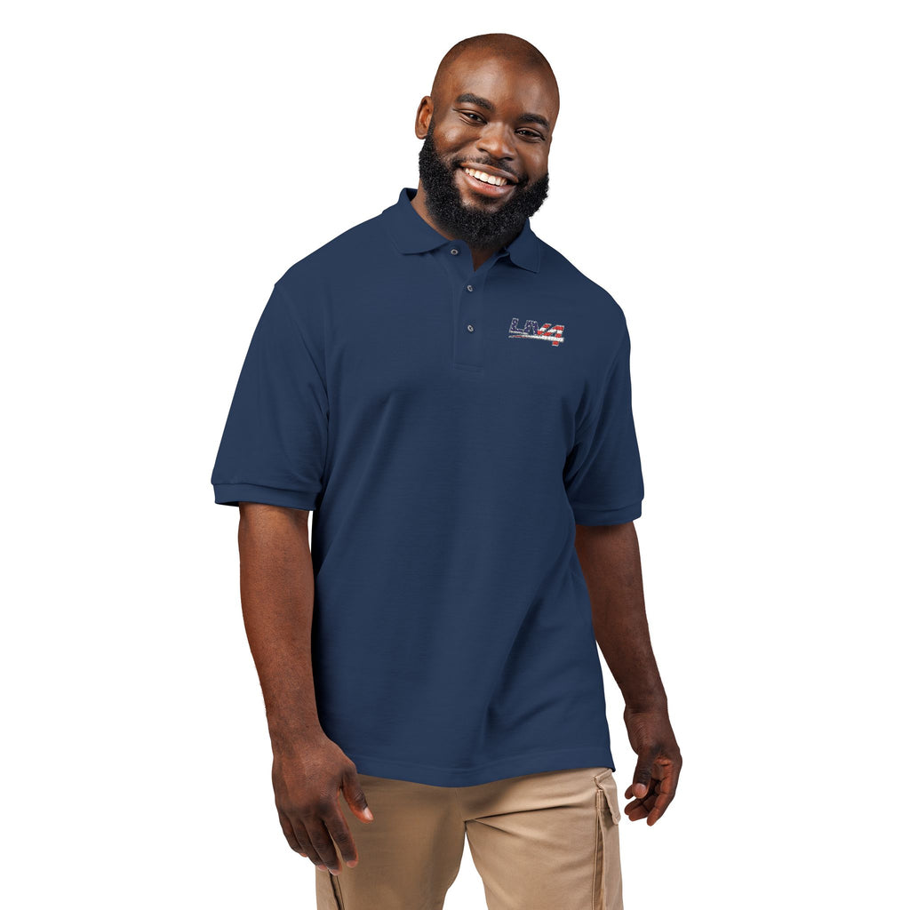 LIV 4 Patriotic Embroidered Premium Polo | USA Flag on Sleeve | Relaxed Fit