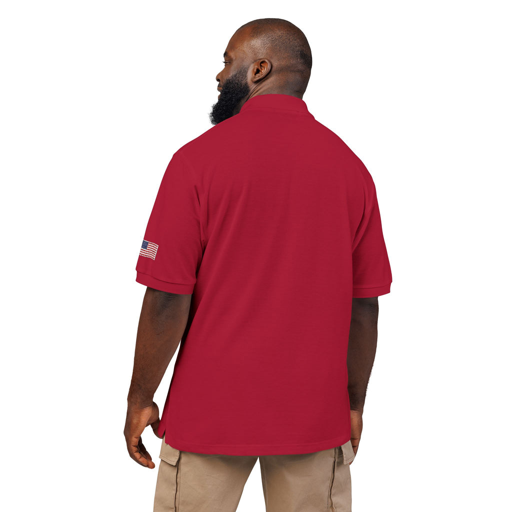 LIV 4 Patriotic Embroidered Premium Polo | USA Flag on Sleeve | Relaxed Fit