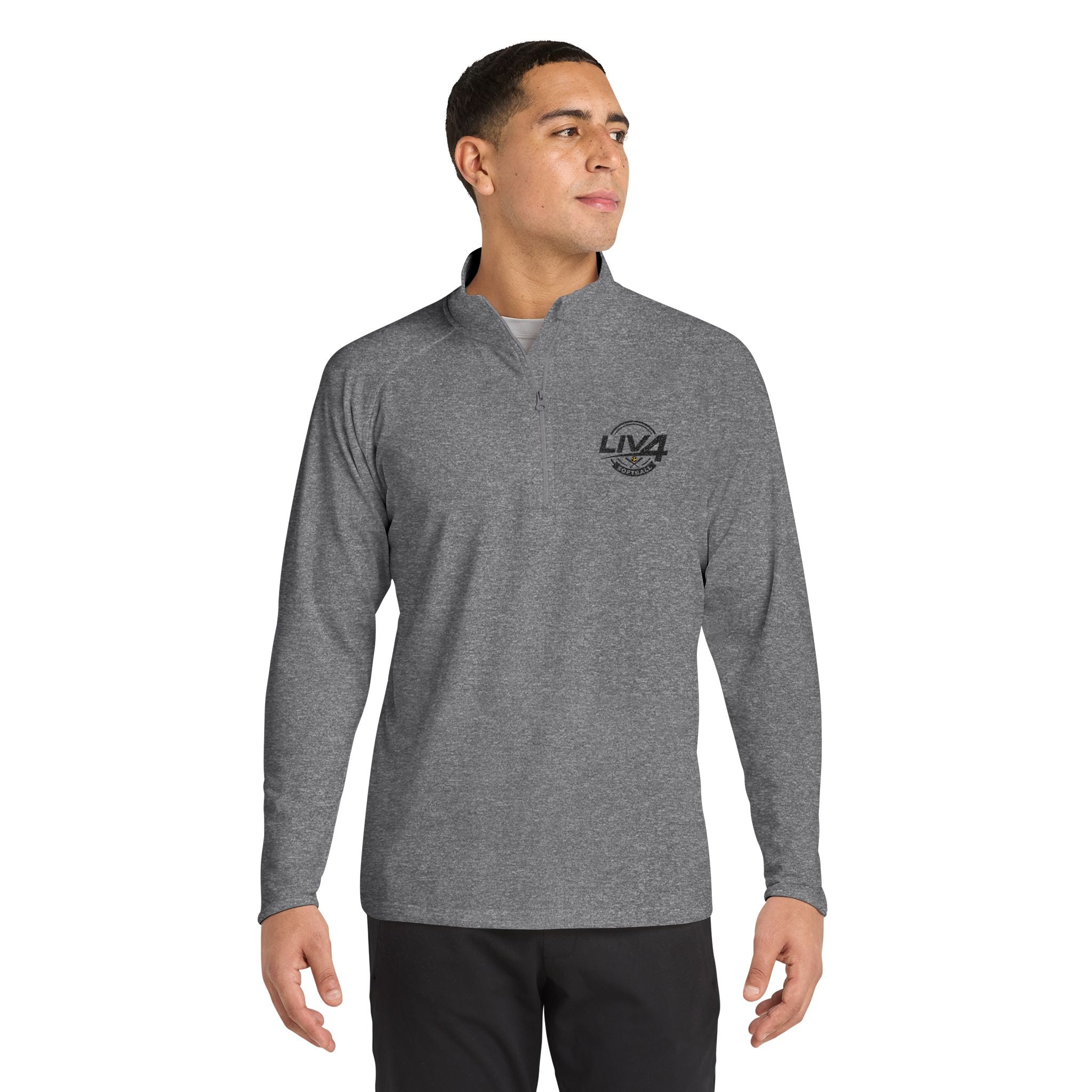 LIV 4 Softball Embroidered Men's Performance Lightweight Quarter-Zip | Moisture Wicking