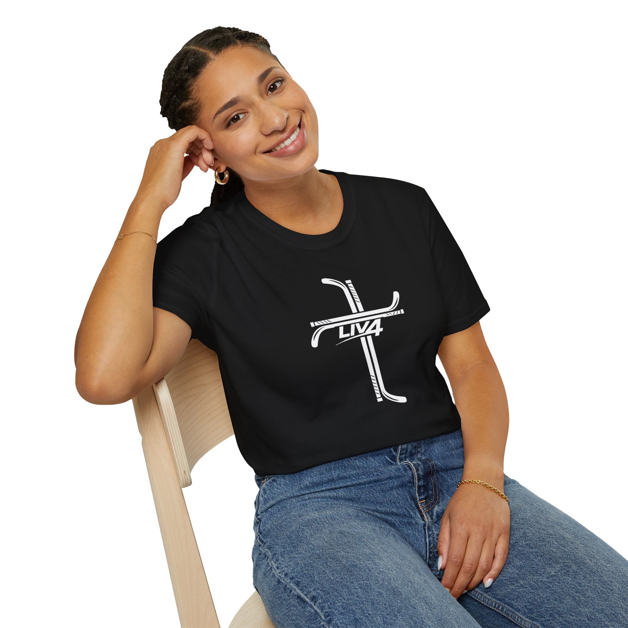 LIV 4 Hockey Cross Unisex Lightweight T-Shirt | White Letter