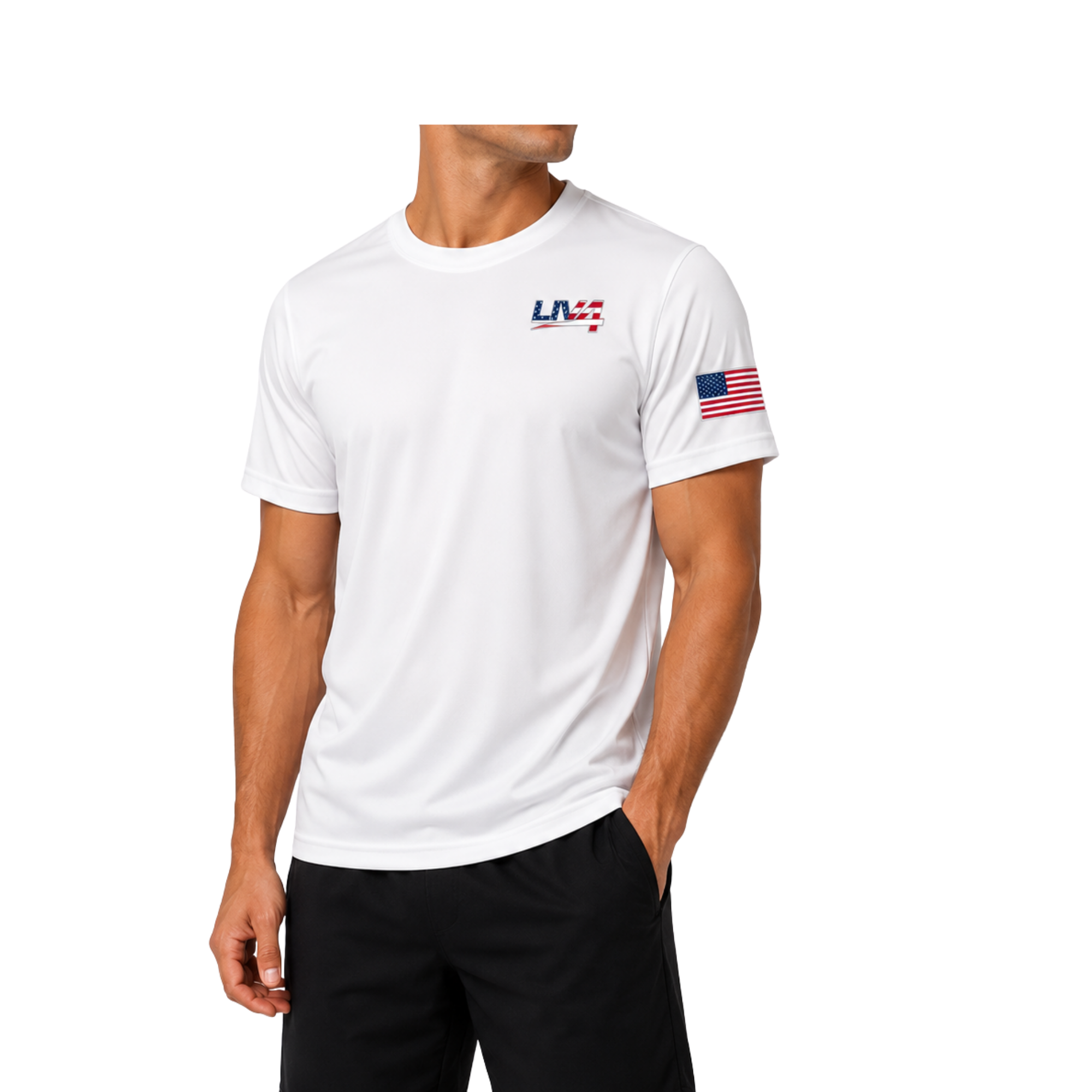 LIV 4 Patriotic and USA Flag - Men's Performance UV Protection Crew Neck T-Shirt