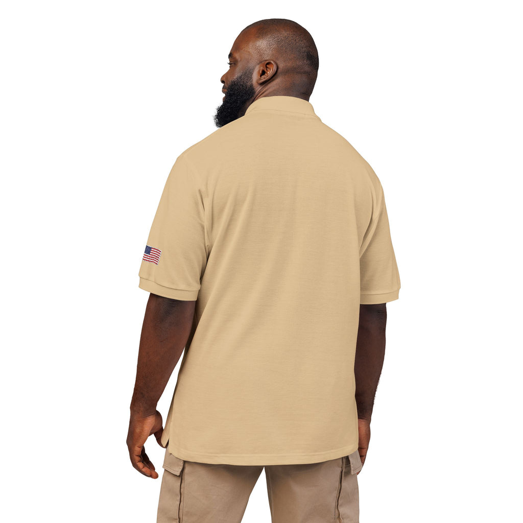 LIV 4 Patriotic Embroidered Premium Polo | USA Flag on Sleeve | Relaxed Fit