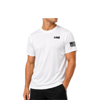 LIV 4 and USA Flag - Men's Performance UV Protection Crew Neck T-Shirt | Black Letter