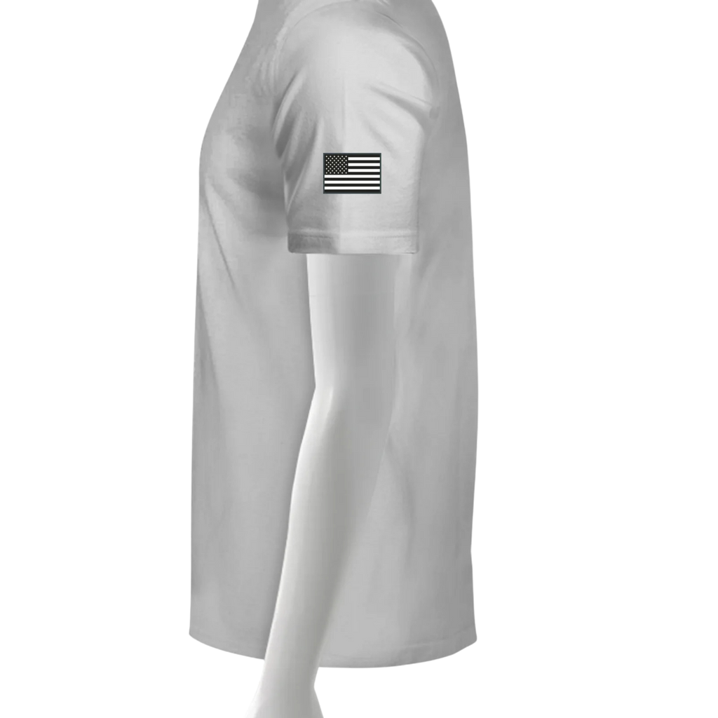 LIV 4 and USA Flag - Men's Performance UV Protection Crew Neck T-Shirt | Black Letter