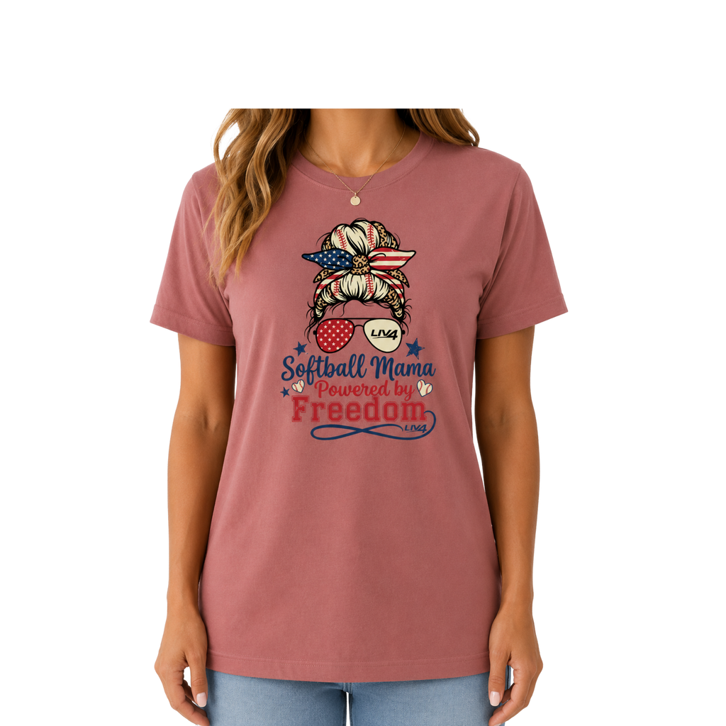 LIV 4 Softball Mama Powered by Freedom Women's Relaxed Soft Lightweight T-Shirt
