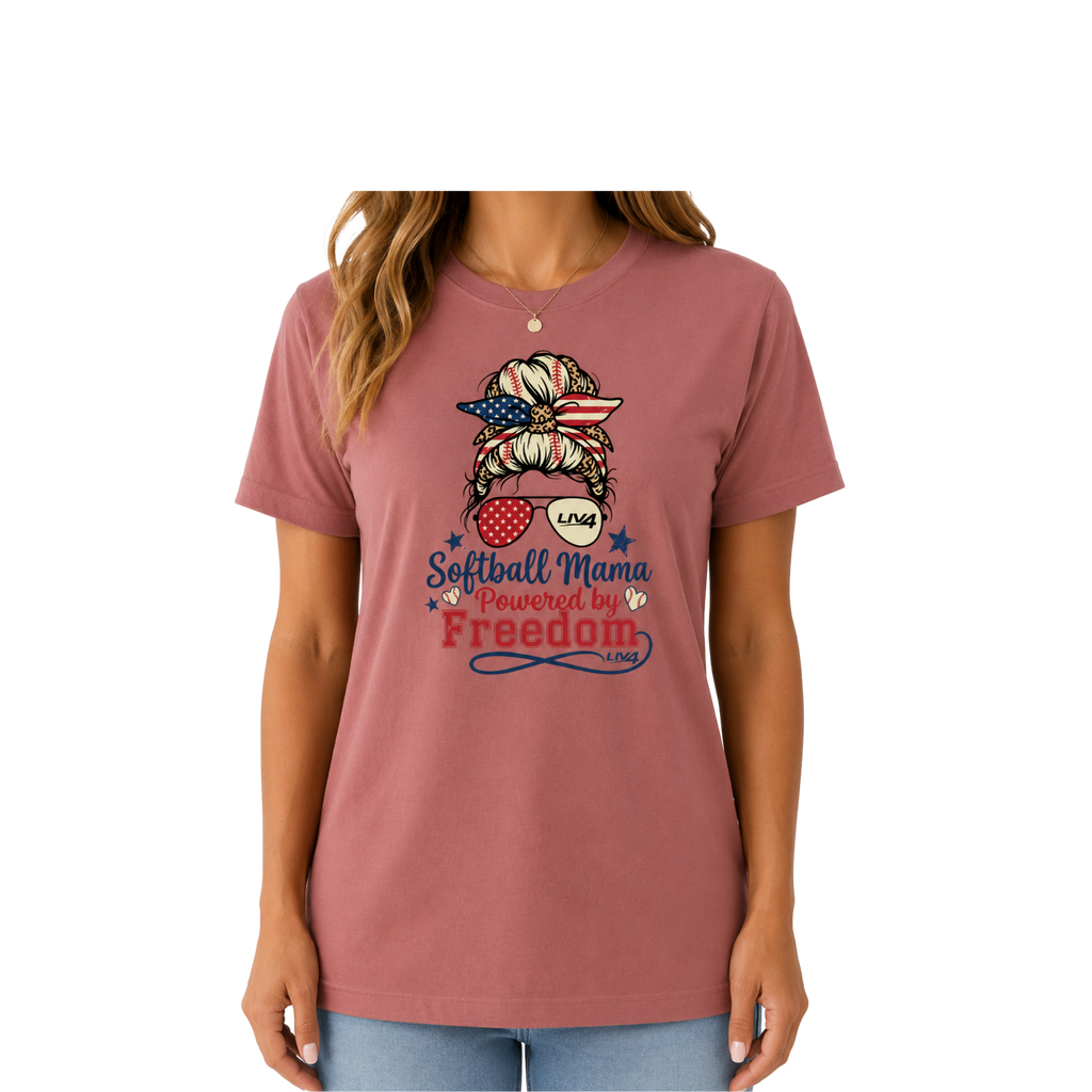LIV 4 Softball Mama Powered by Freedom Women's Relaxed Soft Lightweight T-Shirt
