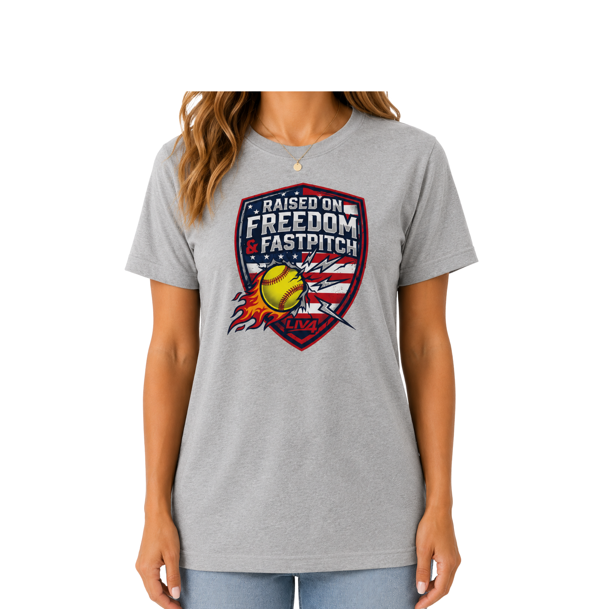 LIV 4 Raised on Freedom and Fastpitch Women's Relaxed Soft Lightweight T-Shirt