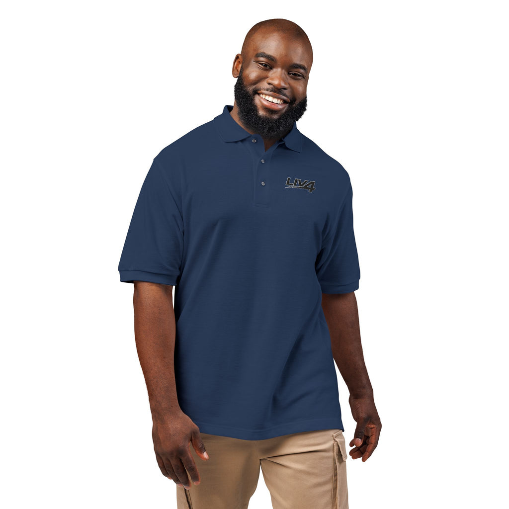 LIV 4 Patriotic Embroidered Premium Polo | Red Line USA Flag on Sleeve | Relaxed Fit