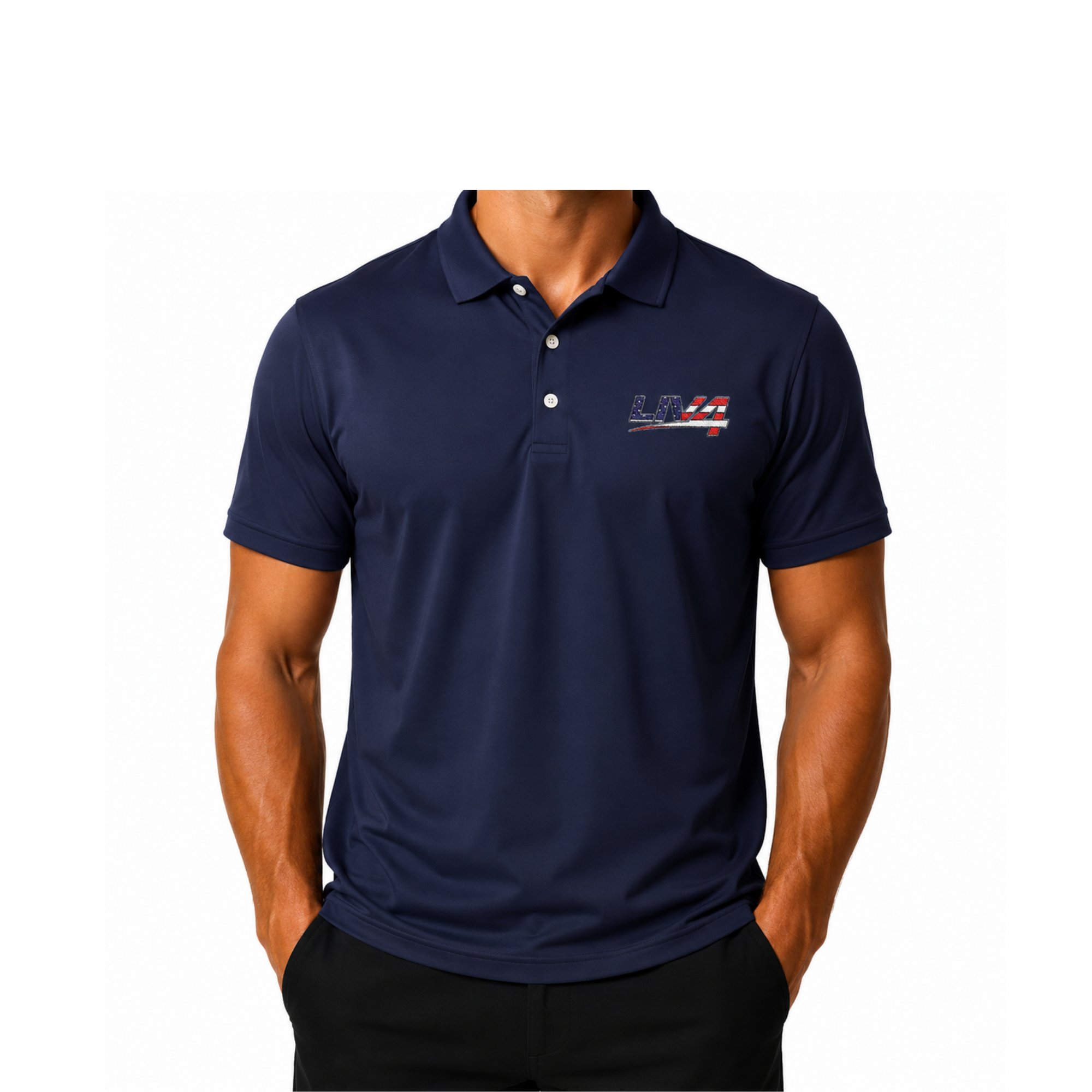 LIV 4 Patriotic Embroidered Men's Performance Polo | Lightweight UPF 50