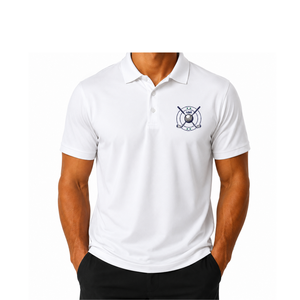 LIV 4 Crossed Golf Clubs Embroidered Men's Performance Polo | Lightweight UPF 50