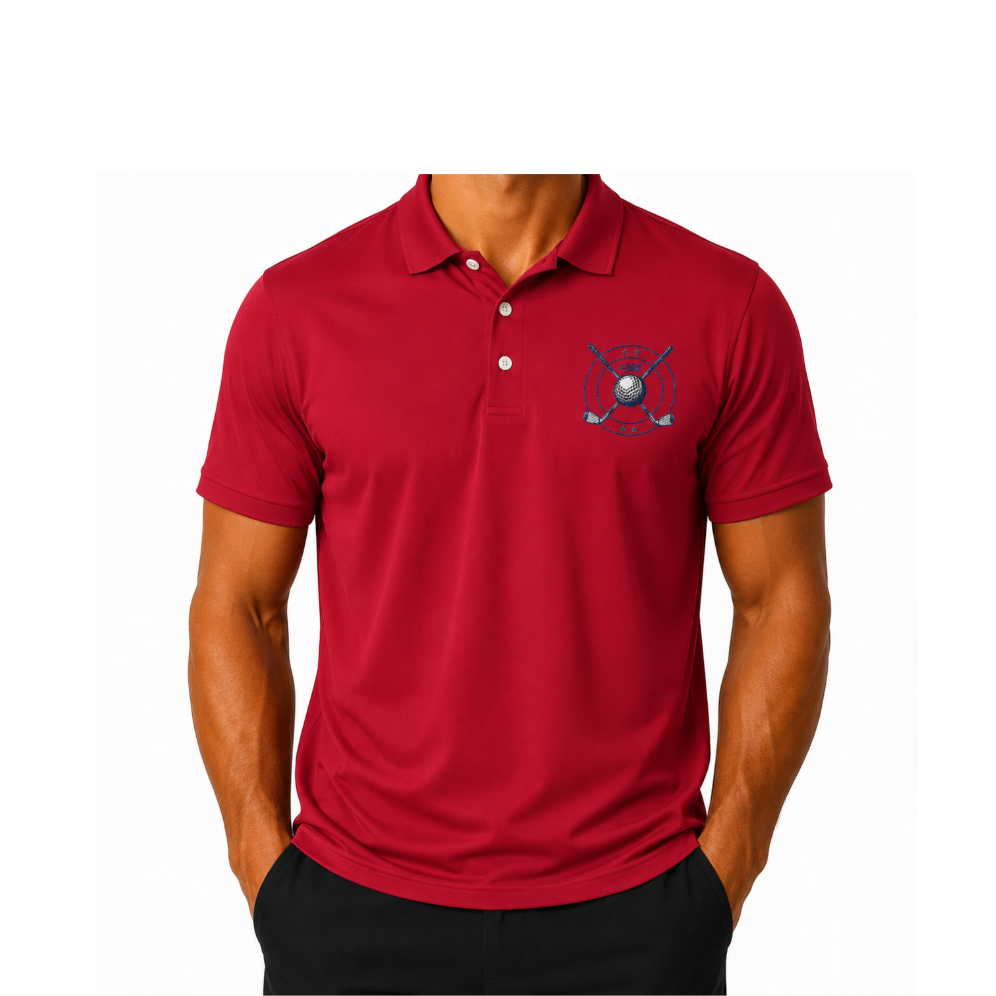 LIV 4 Crossed Golf Clubs Embroidered Men's Performance Polo | Lightweight UPF 50