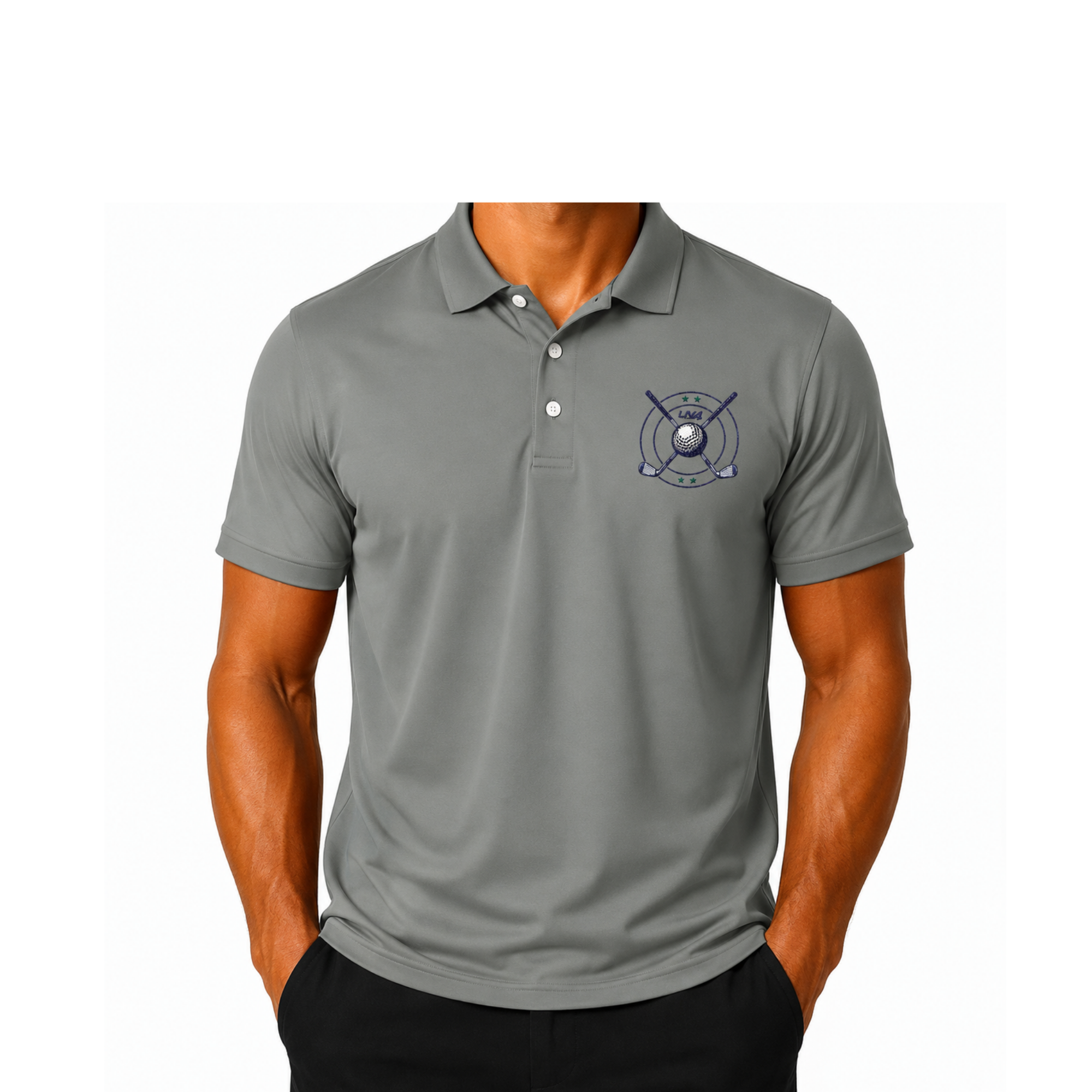 LIV 4 Crossed Golf Clubs Embroidered Men's Performance Polo | Lightweight UPF 50
