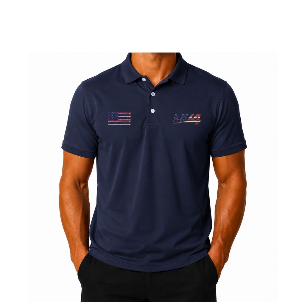 LIV 4 Patriotic Golf Clubs Flag Embroidered Men's Performance Polo | Lightweight UPF 50