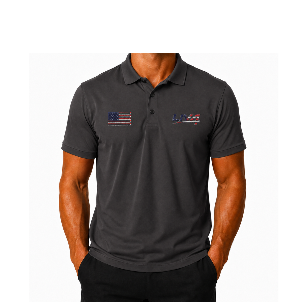 LIV 4 Patriotic Golf Clubs Flag Embroidered Men's Performance Polo | Lightweight UPF 50
