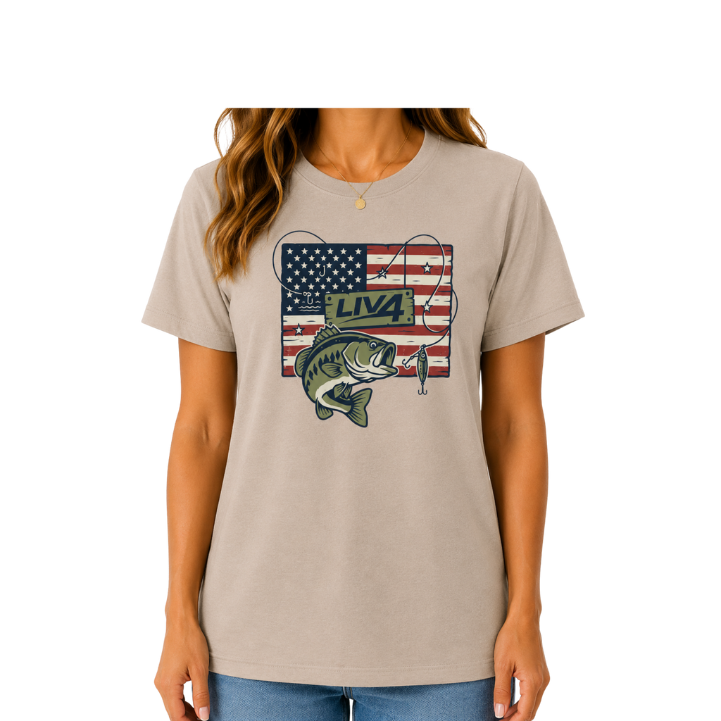 LIV 4 Bass Fishing Patriotic Women's Relaxed T-Shirt
