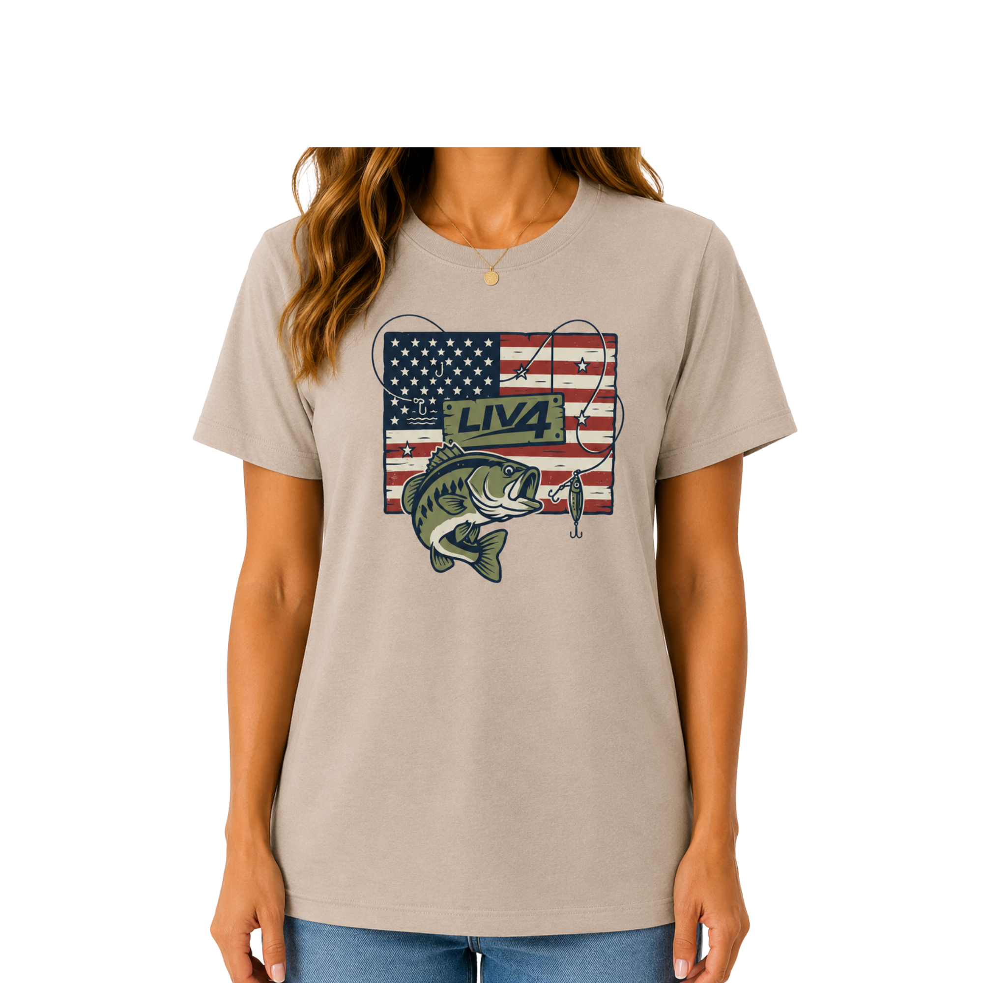 LIV 4 Bass Fishing Patriotic Women's Relaxed T-Shirt
