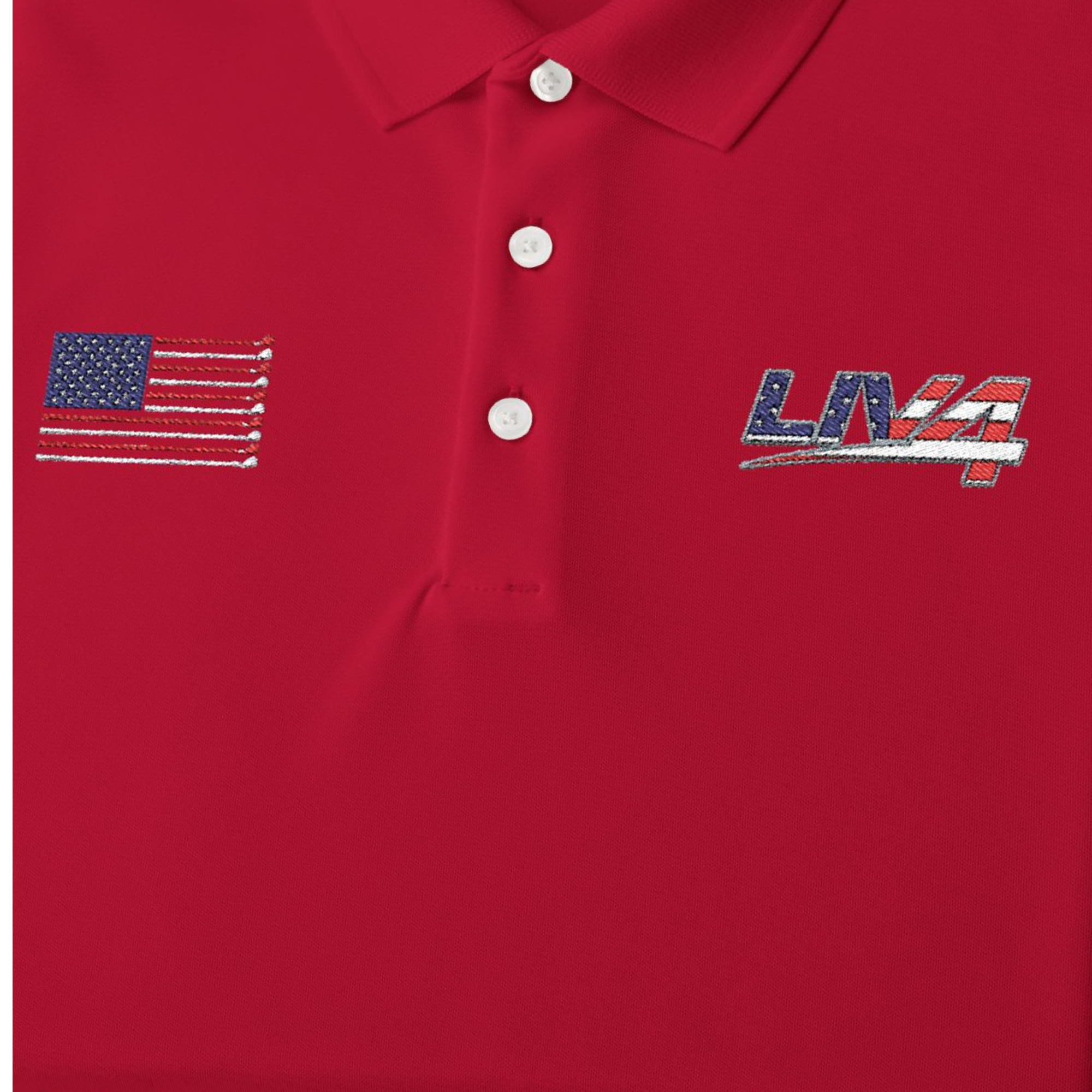LIV 4 Patriotic Golf Clubs Flag Embroidered Men's Performance Polo | Lightweight UPF 50