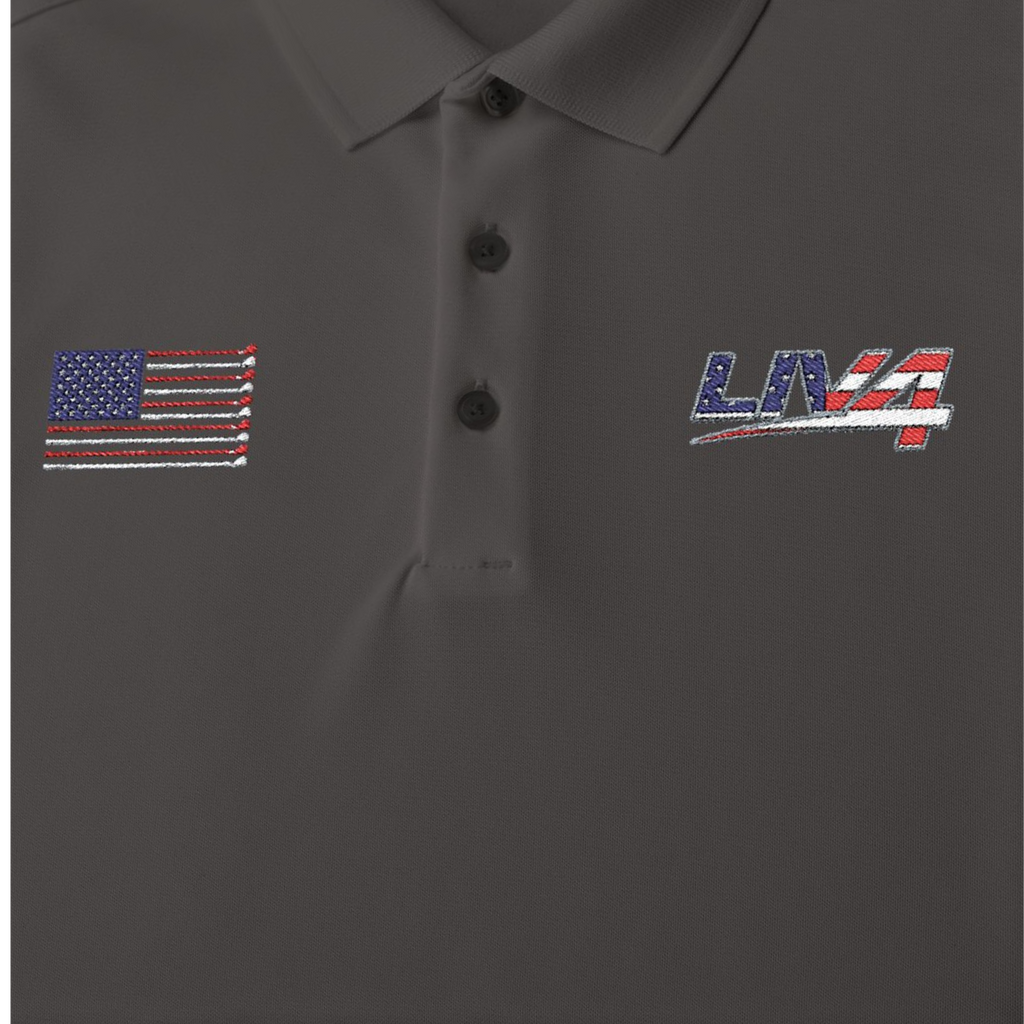 LIV 4 Patriotic Golf Clubs Flag Embroidered Men's Performance Polo | Lightweight UPF 50