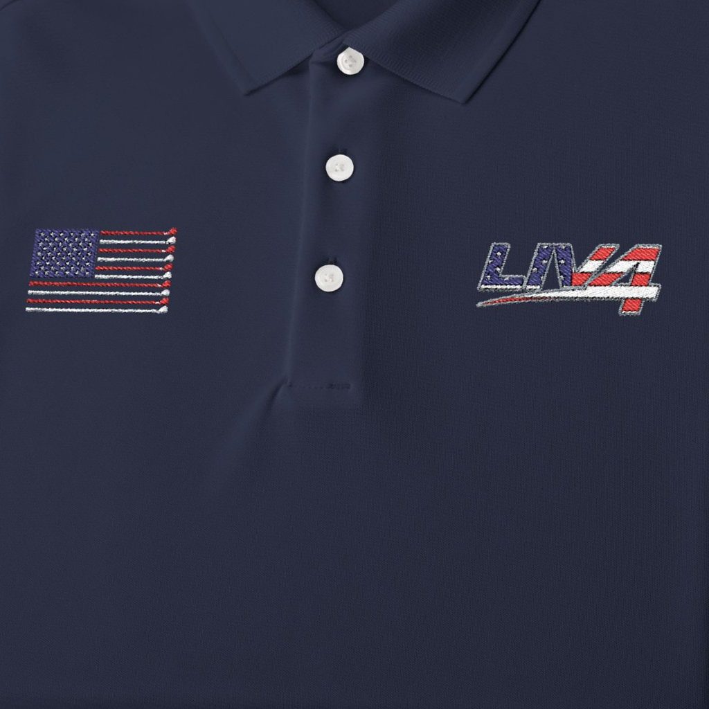 LIV 4 Patriotic Golf Clubs Flag Embroidered Men's Performance Polo | Lightweight UPF 50