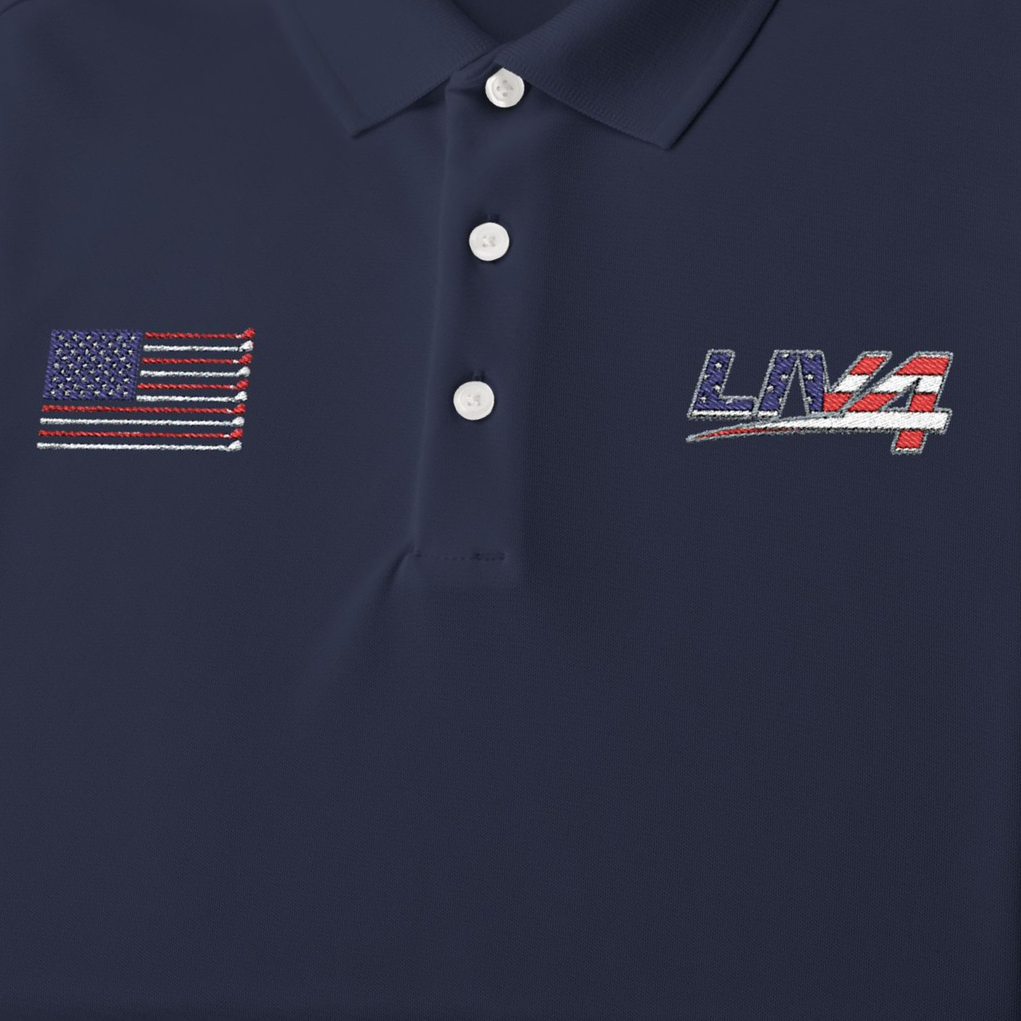LIV 4 Patriotic Golf Clubs Flag Embroidered Men's Performance Polo | Lightweight UPF 50