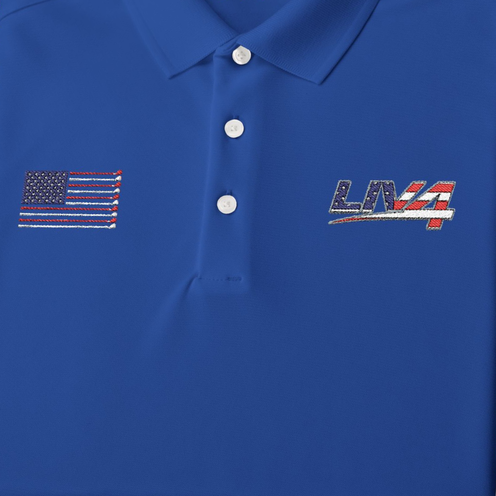 LIV 4 Patriotic Golf Clubs Flag Embroidered Men's Performance Polo | Lightweight UPF 50