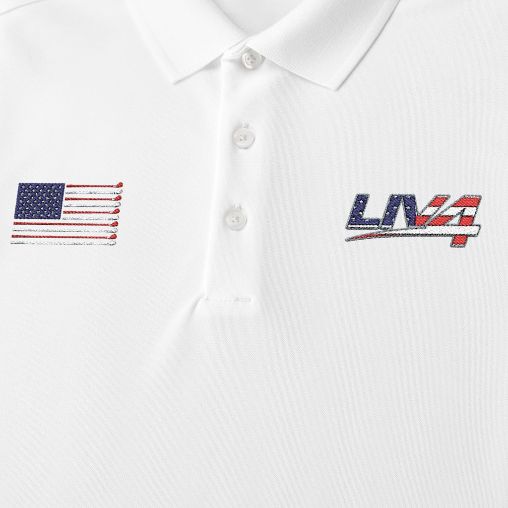 LIV 4 Patriotic Golf Clubs Flag Embroidered Men's Performance Polo | Lightweight UPF 50