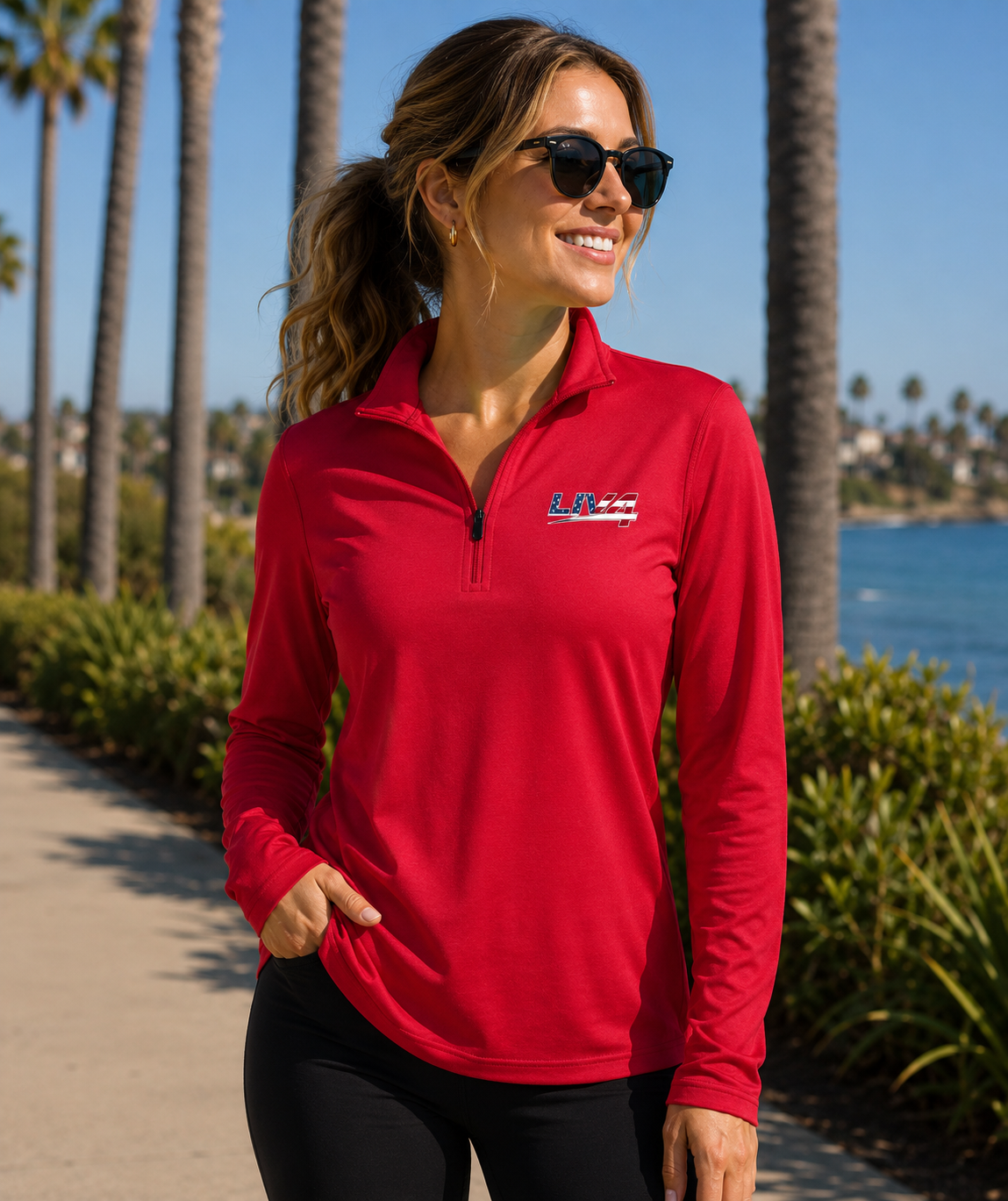 LIV 4 Patriotic Women's Performance Quarter-Zip | UPF Protection | Moisture Wicking