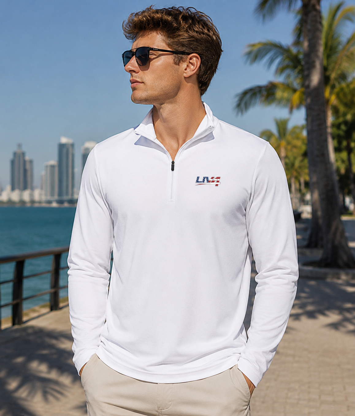 LIV 4 Patriotic Men's Performance Quarter-Zip | UPF Protection | Moisture Wicking