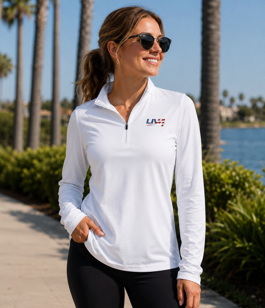 LIV 4 Patriotic Women's Performance Quarter-Zip | UPF Protection | Moisture Wicking