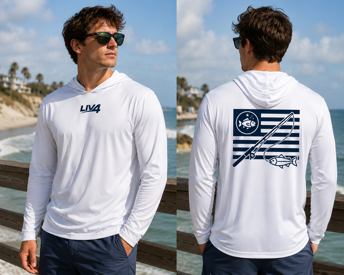LIV 4 Patriotic Fishing Lightweight Hoodie | UPF 50+