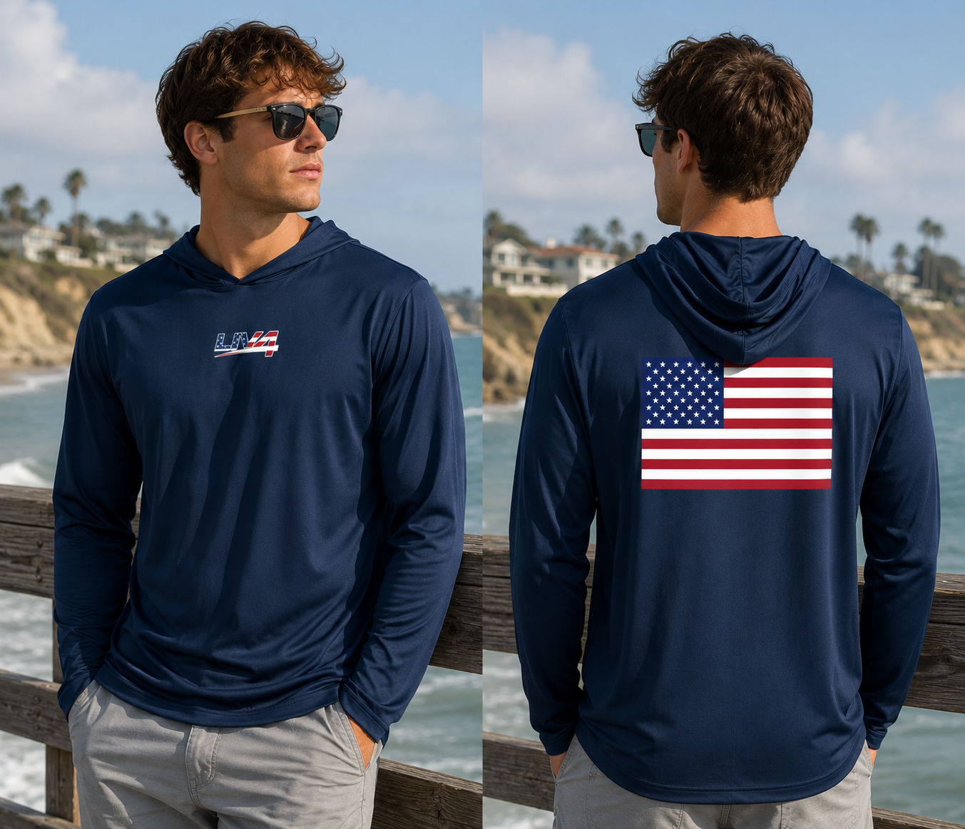 LIV 4 Patriotic and USA Flag Lightweight Hoodie | UPF 50+