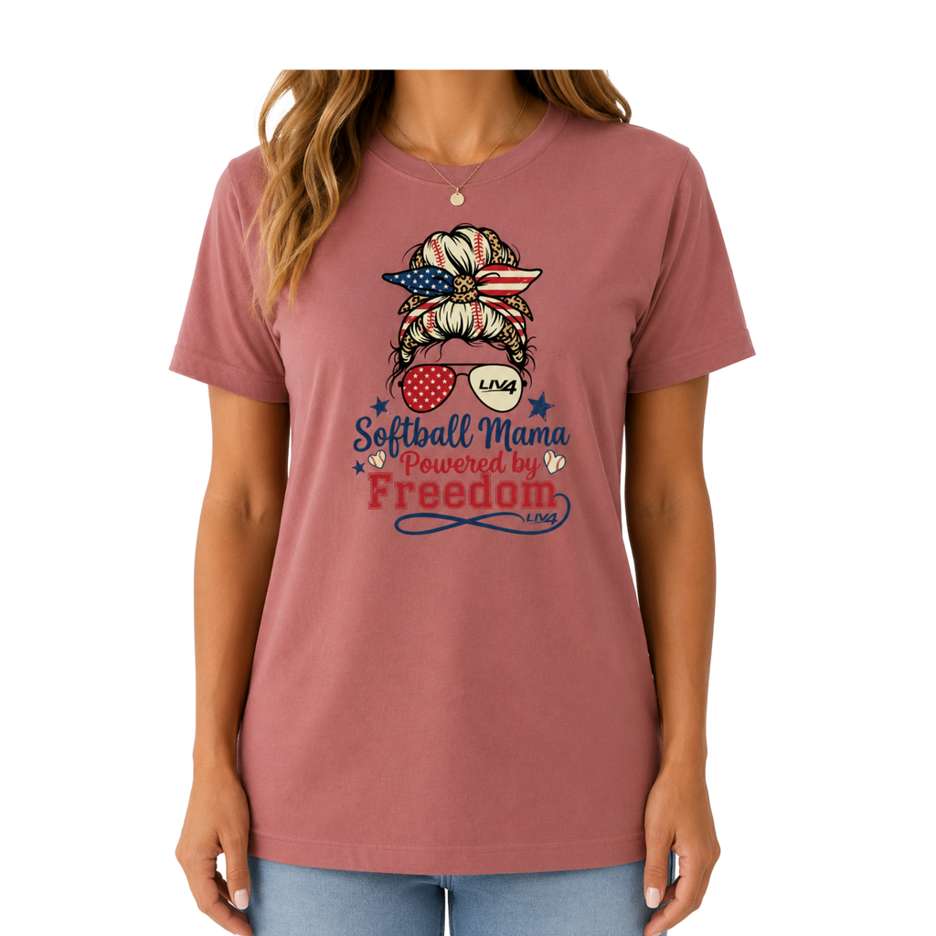 LIV 4 Softball Mama Powered by Freedom Women's Relaxed Soft Lightweight T-Shirt