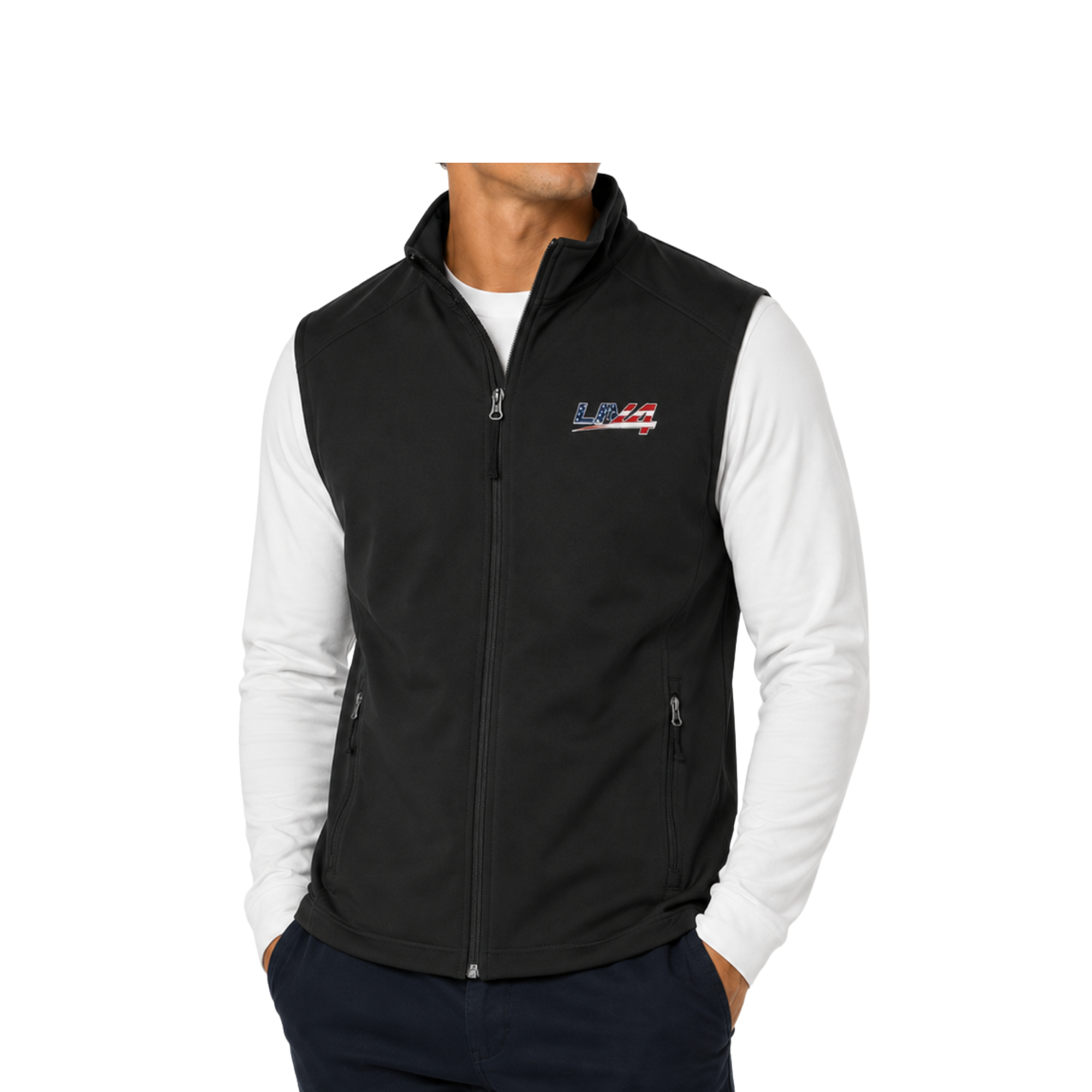 LIV 4 Embroidered Patriotic Men's Premium Soft Shell Vest | Wind-Resistant | Water-Repellent