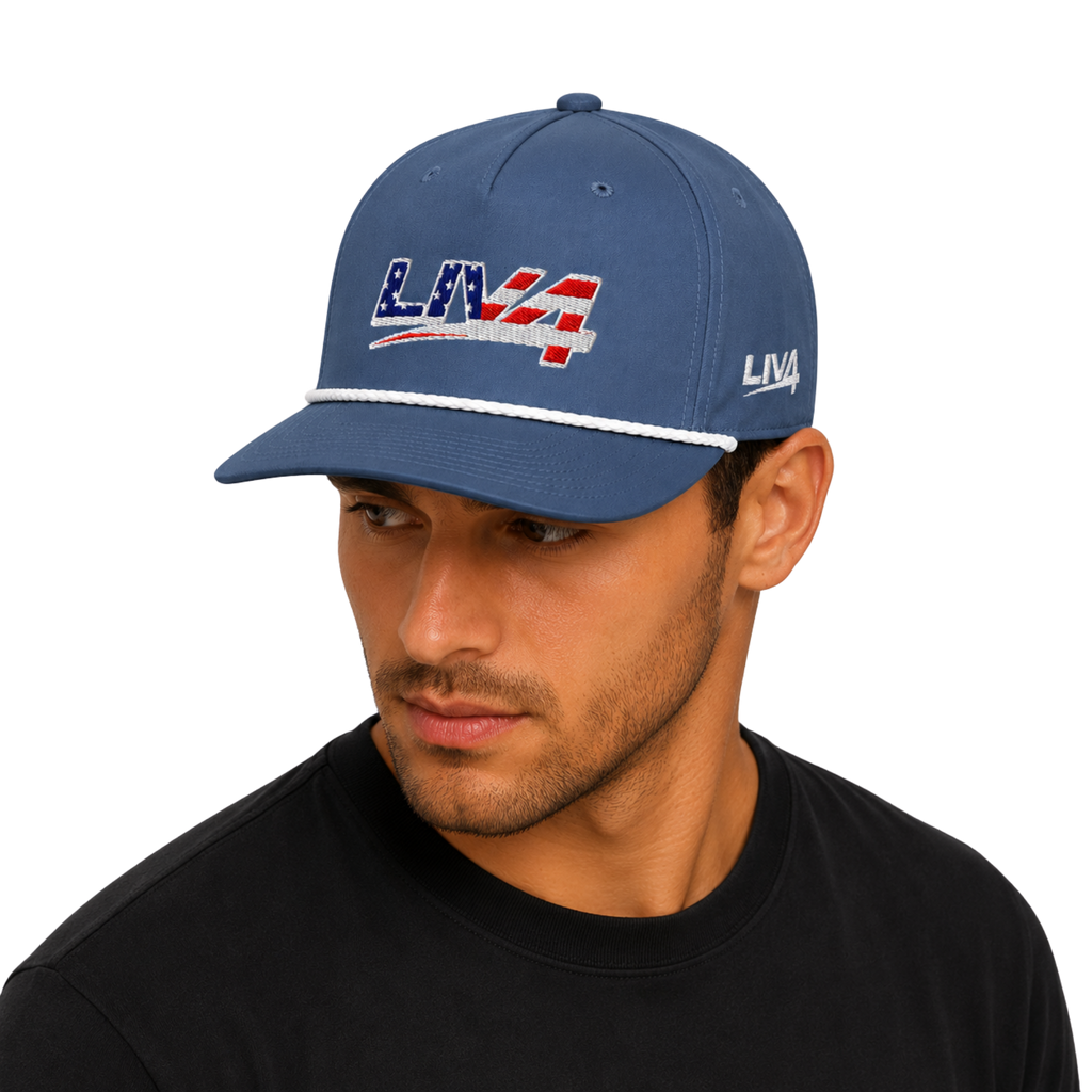 LIV 4 Patriotic Embroidered Classic Rope Curved Bill Hat | Snapback and Adjustable