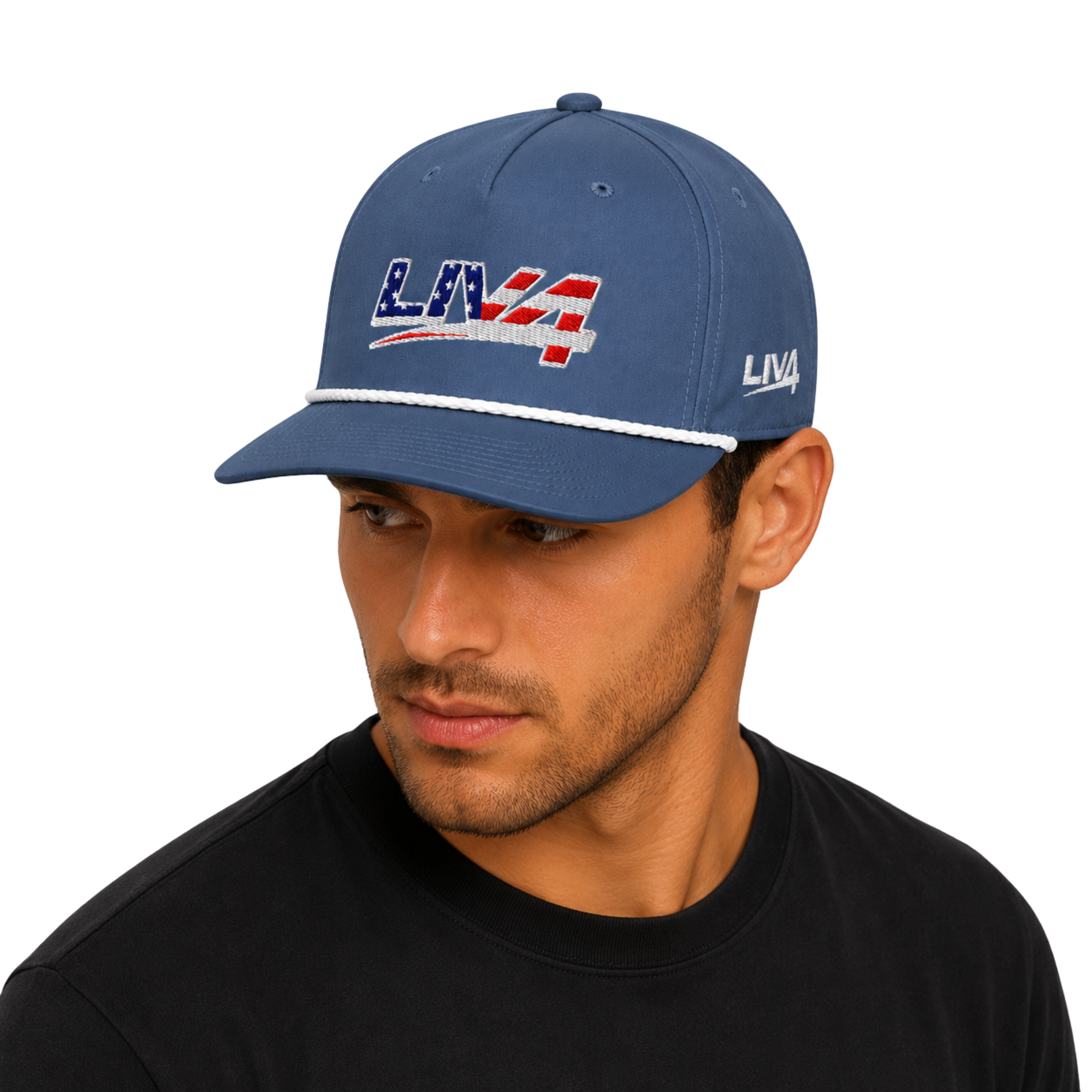 LIV 4 Patriotic Embroidered Classic Rope Curved Bill Hat | Snapback and Adjustable