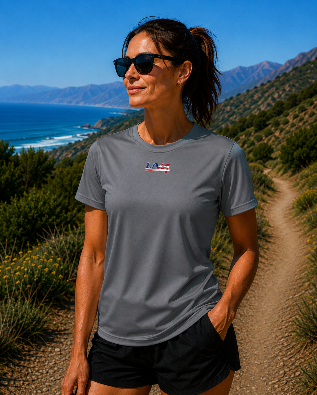 LIV 4 Patriotic Women's Performance UV Protection Crew Neck T-Shirt