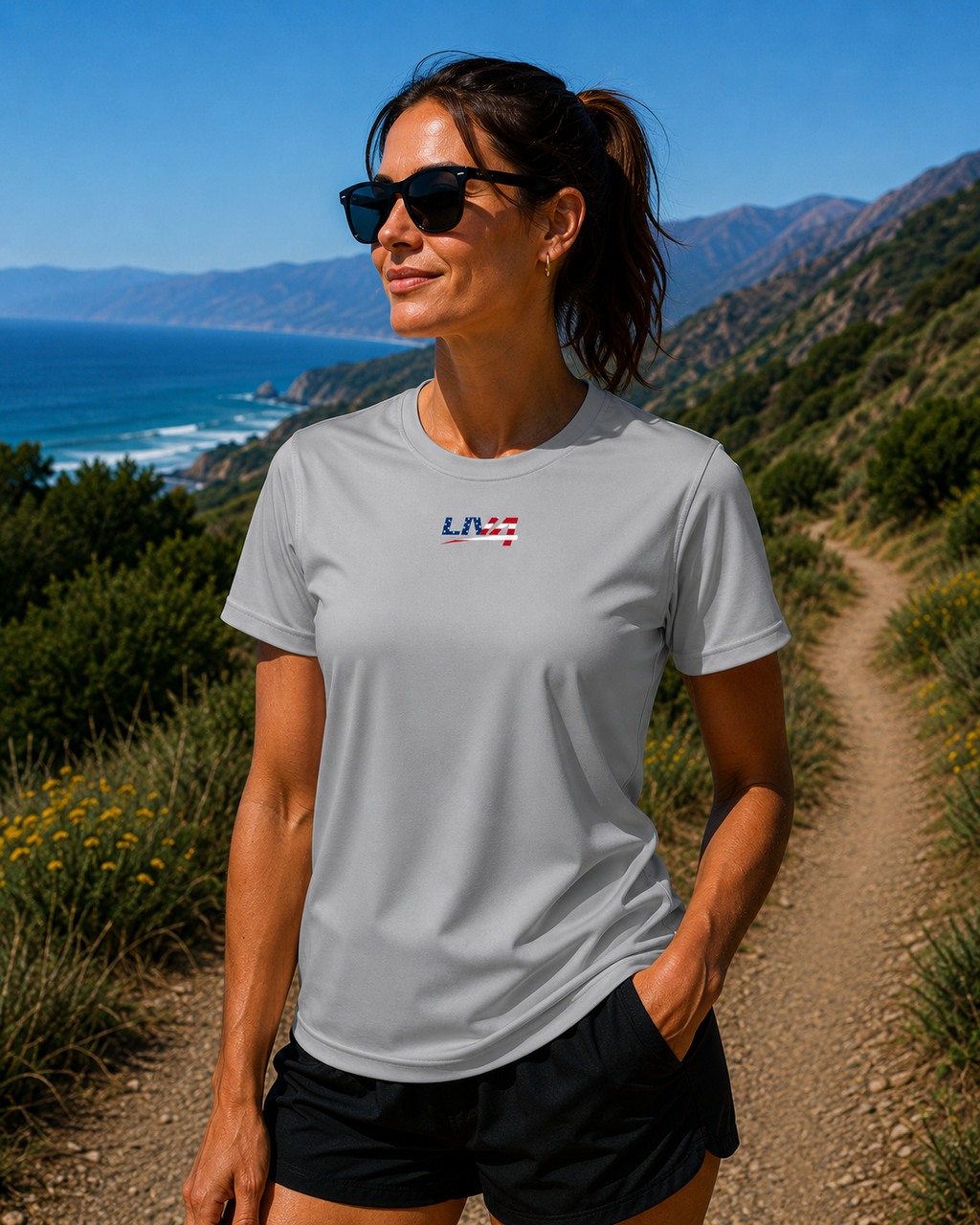 LIV 4 Patriotic Women's Performance UV Protection Crew Neck T-Shirt