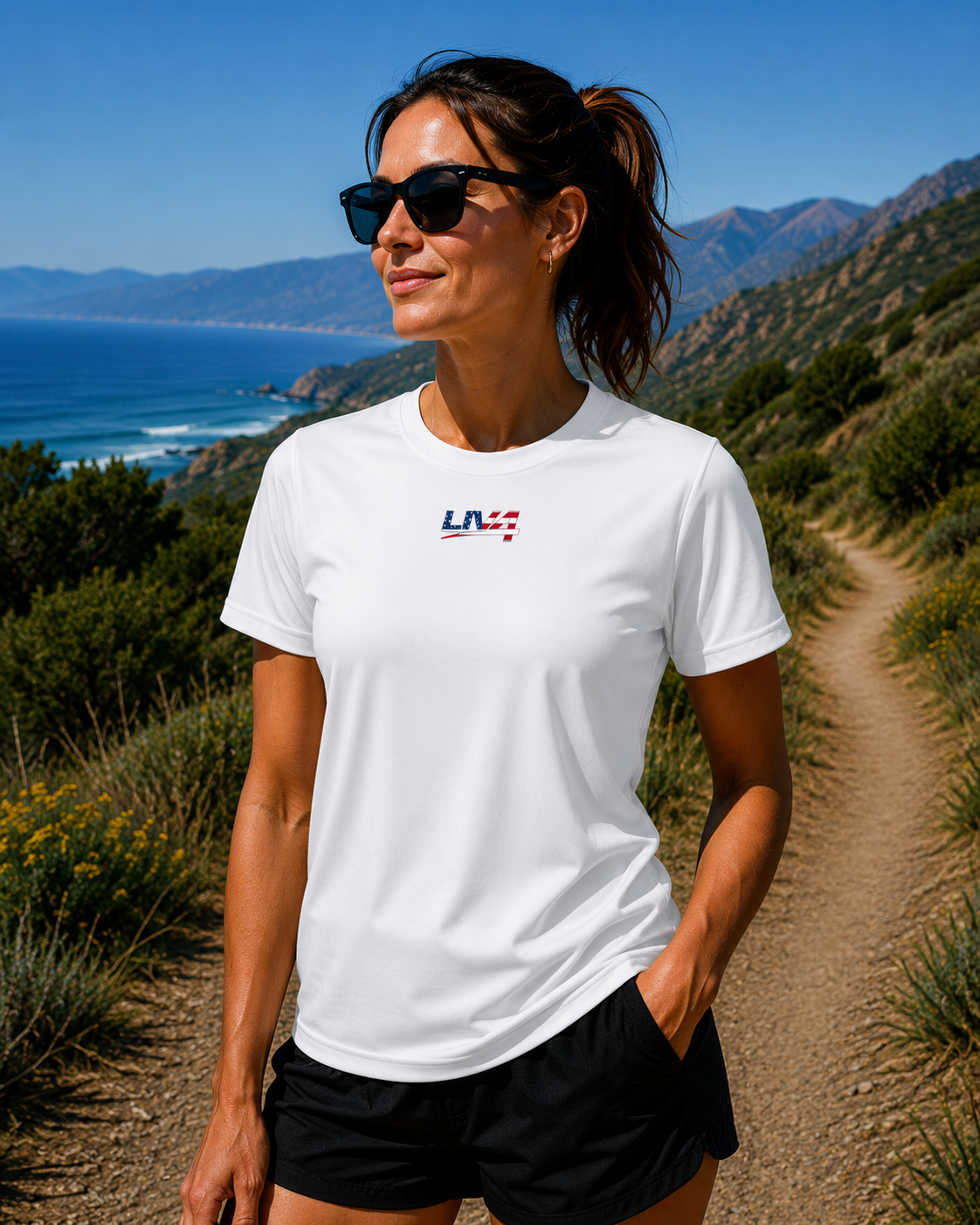 LIV 4 Patriotic Women's Performance UV Protection Crew Neck T-Shirt