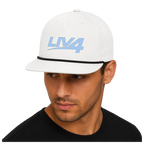 LIV 4 Rope Detail Snapback Cap | Flat Bill and UPF 50+| Blue/Grey Logo