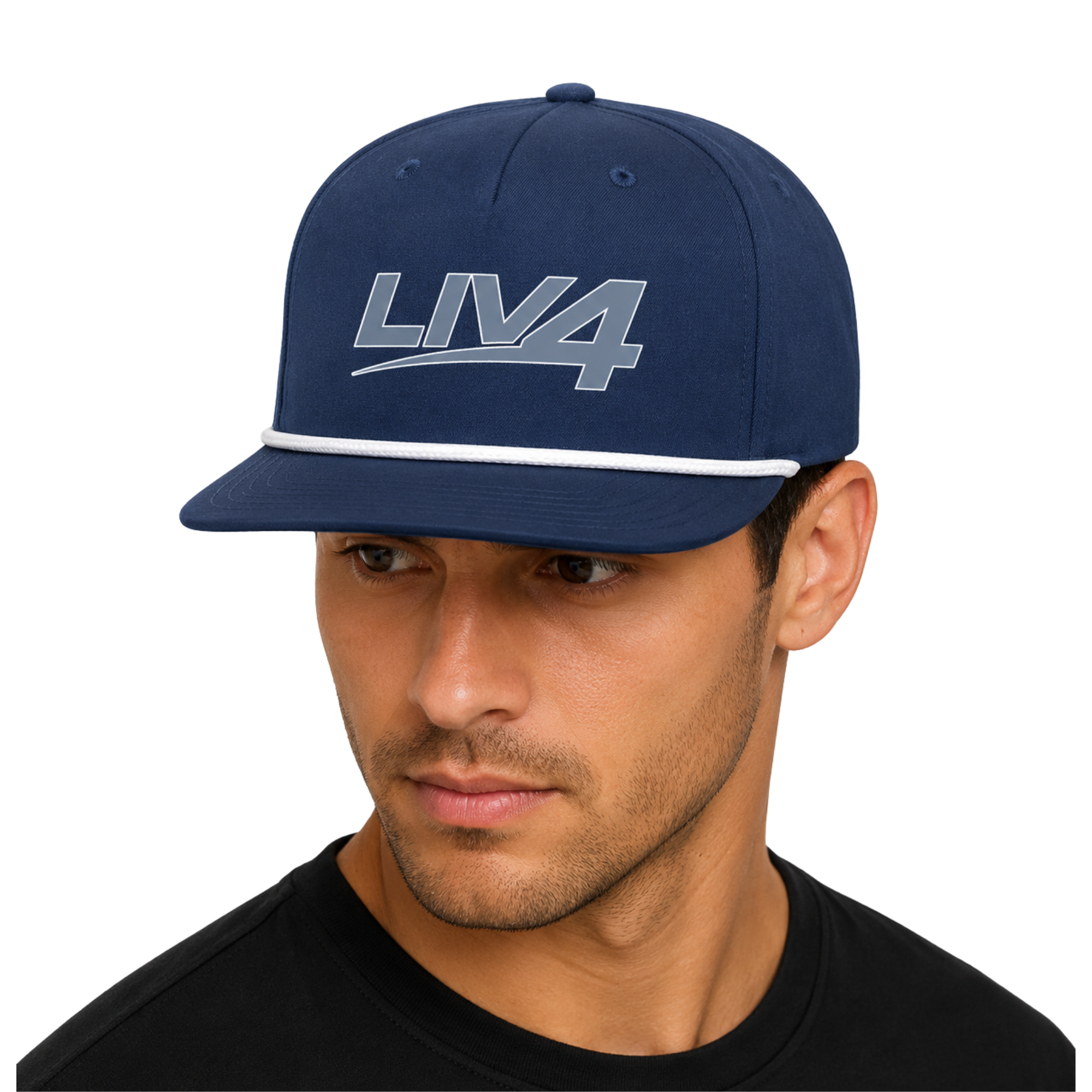 LIV 4 Rope Detail Snapback Cap | Flat Bill and UPF 50+ | Grey Logo