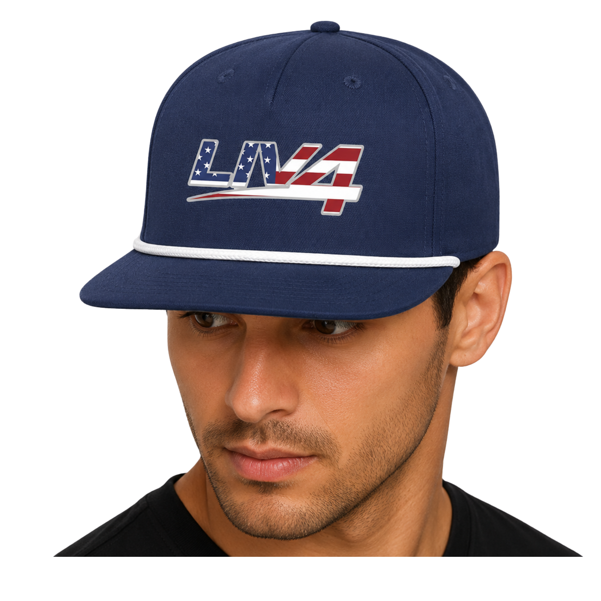 LIV 4 Patriotic Rope Detail Snapback Flat Bil Cap | UPF 50+