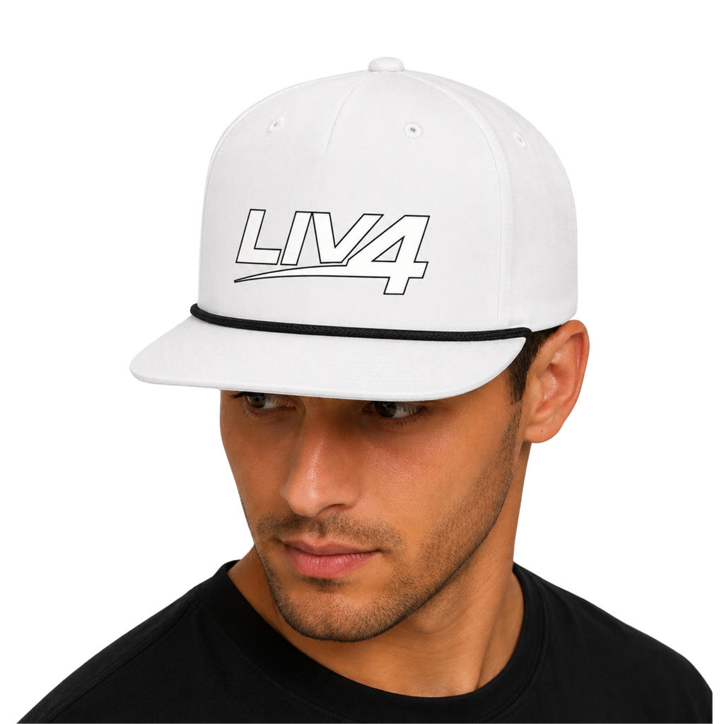 LIV 4 Rope Detail Snapback Cap | Flat Bill and UPF 50+ | White Logo