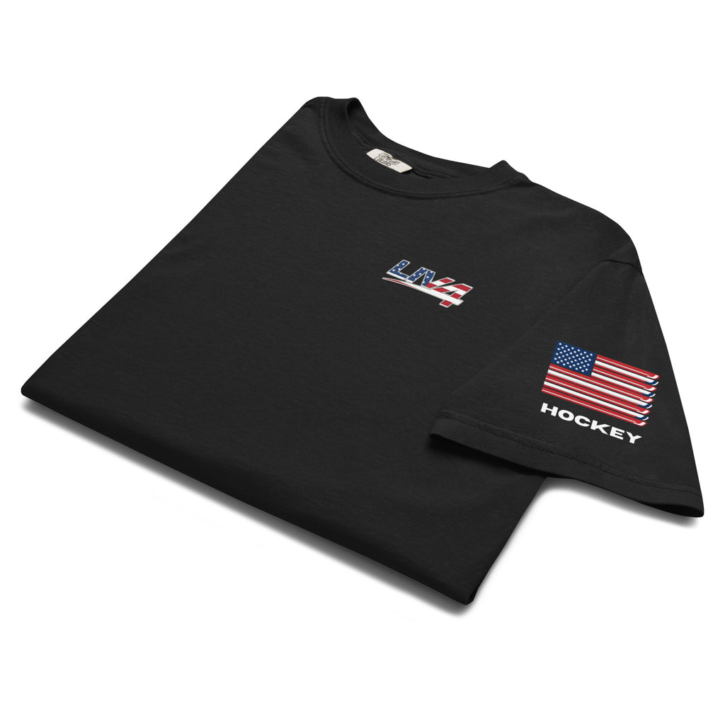 LIV 4 Patriotic and USA Flag on Sleeve Unisex Soft Heavyweight T-Shirt
